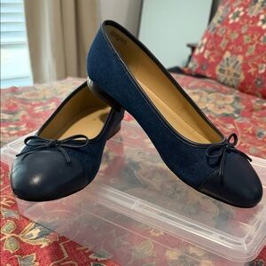 Ann Taylor Dark Blue Ballet Flats with Bow
